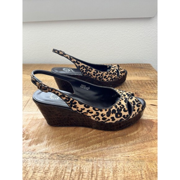 Yellowbox Women's Slingback Sandals Cheetah Wedge Huffy Print 9 Leather Upper - Picture 2 of 8